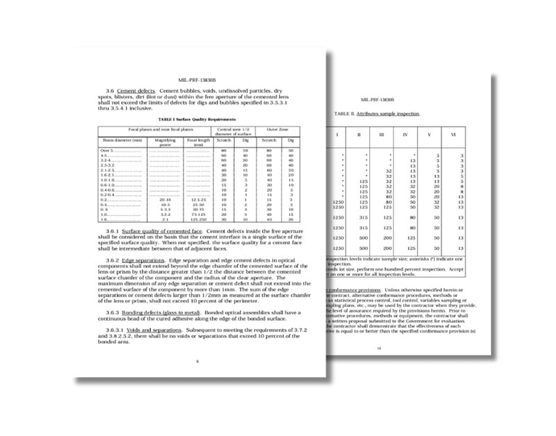 MIL-PRF-13830B-Specifications